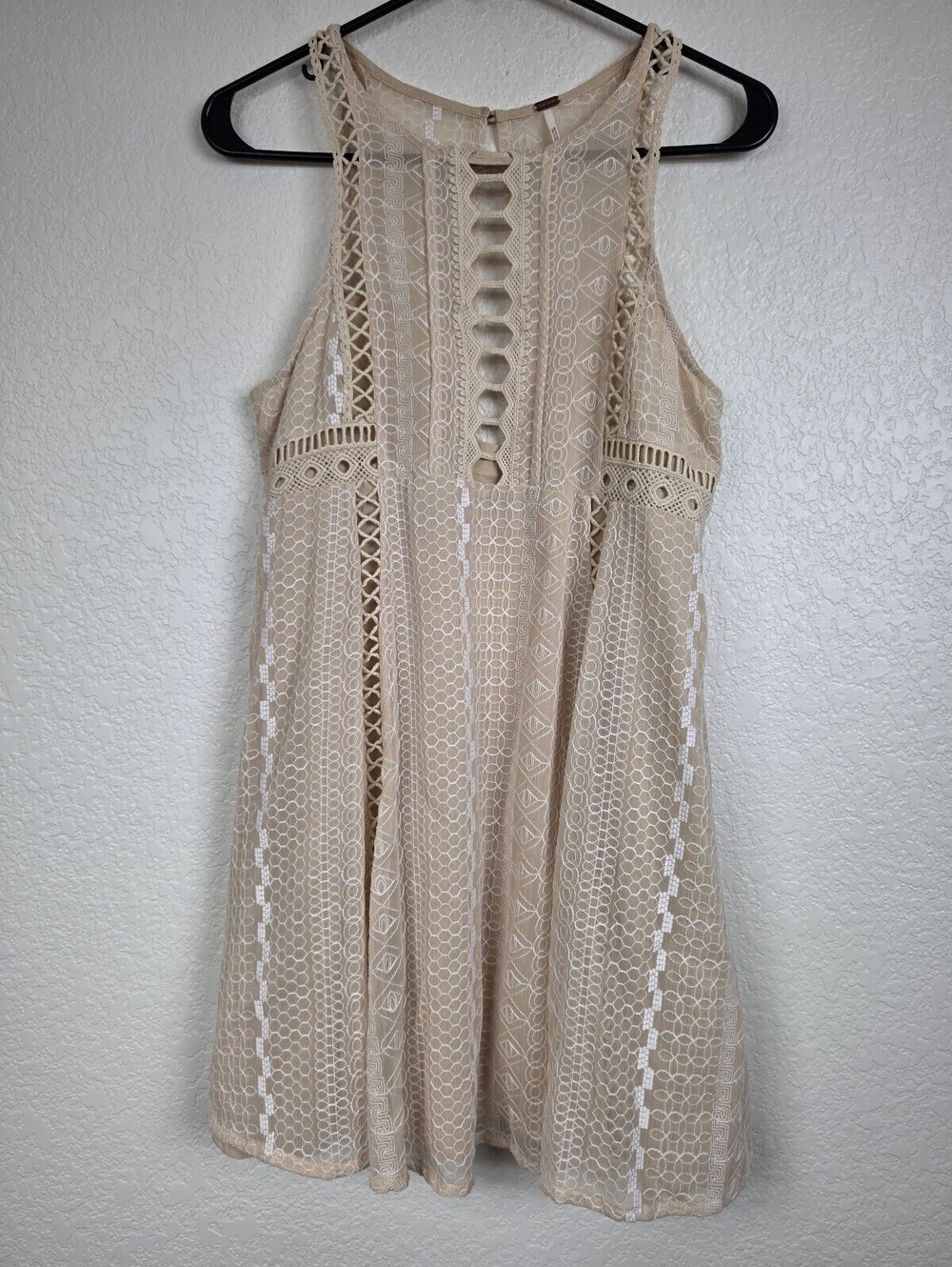 Free People Beige Lace Detail Dress Size 4